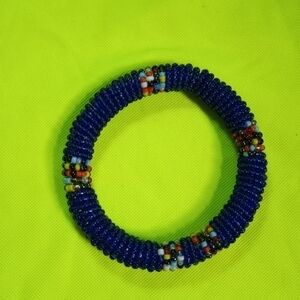Zulu love Bracelet Bangle seed beads tribal 2.25 i.d.